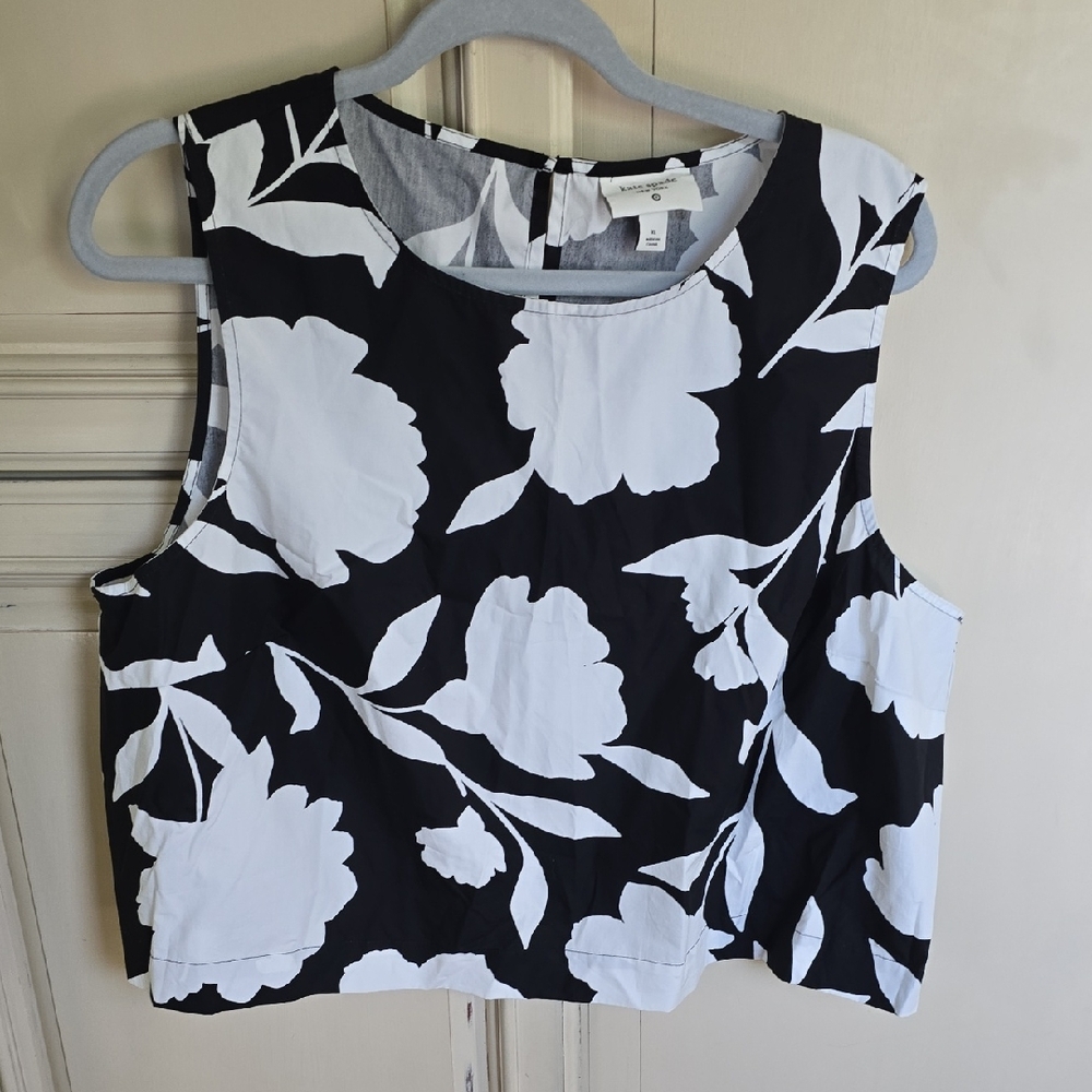 Kate Spade Black and White Floral Tank Top